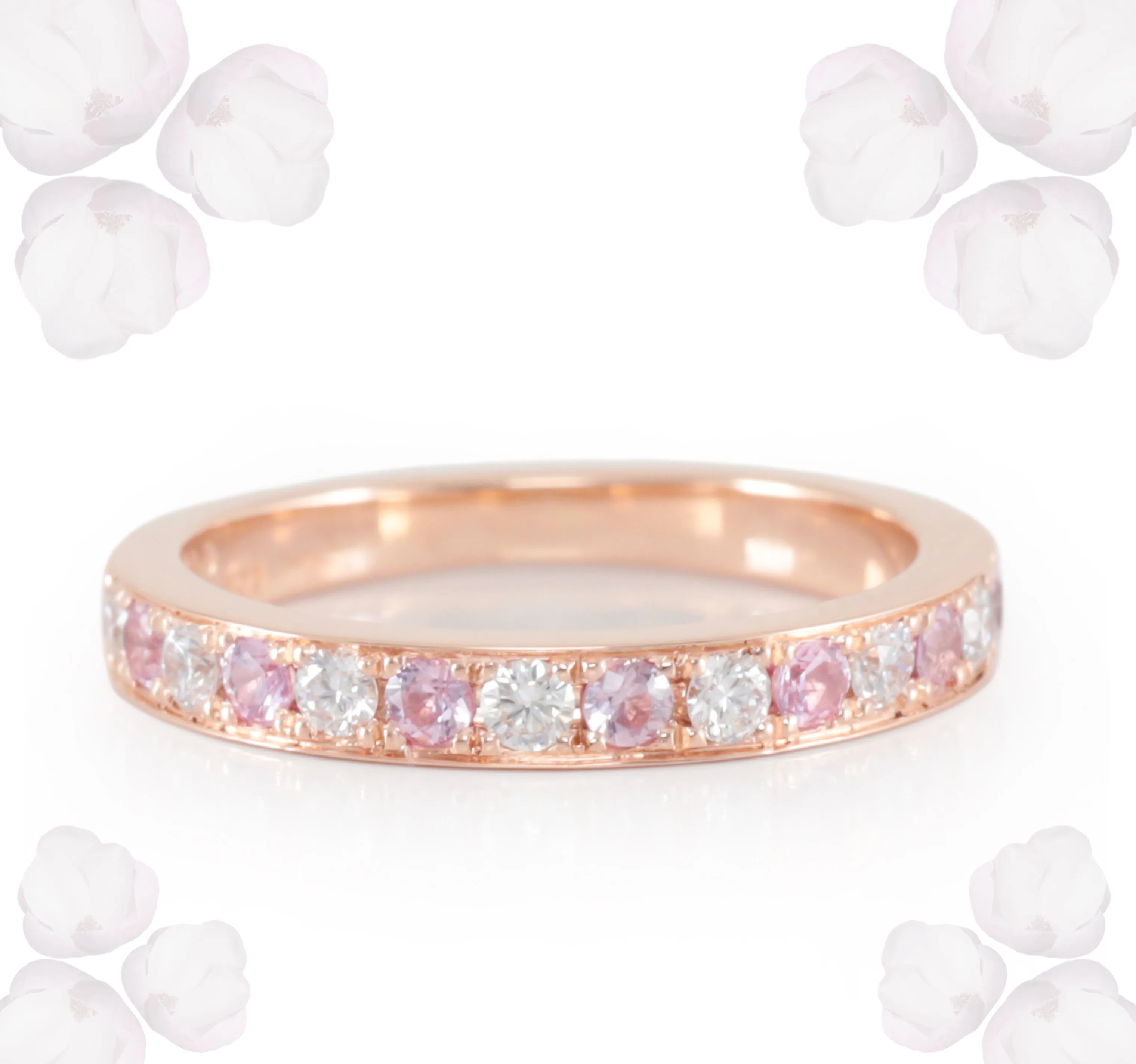 Pink Sapphire and Diamond Ring in Rose Gold