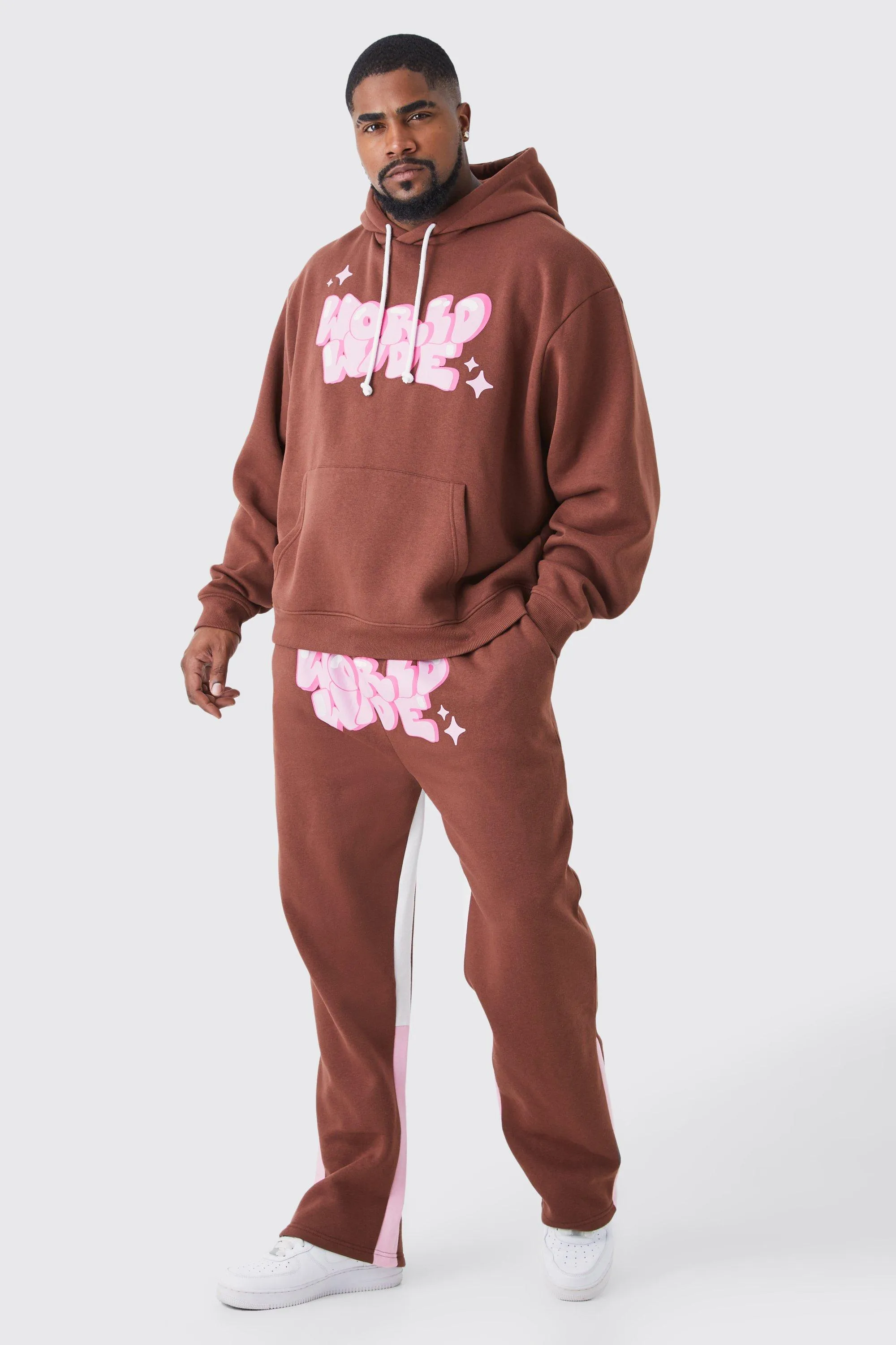 Plus Oversized Boxy Gusset Hooded Tracksuit | boohooMAN UK