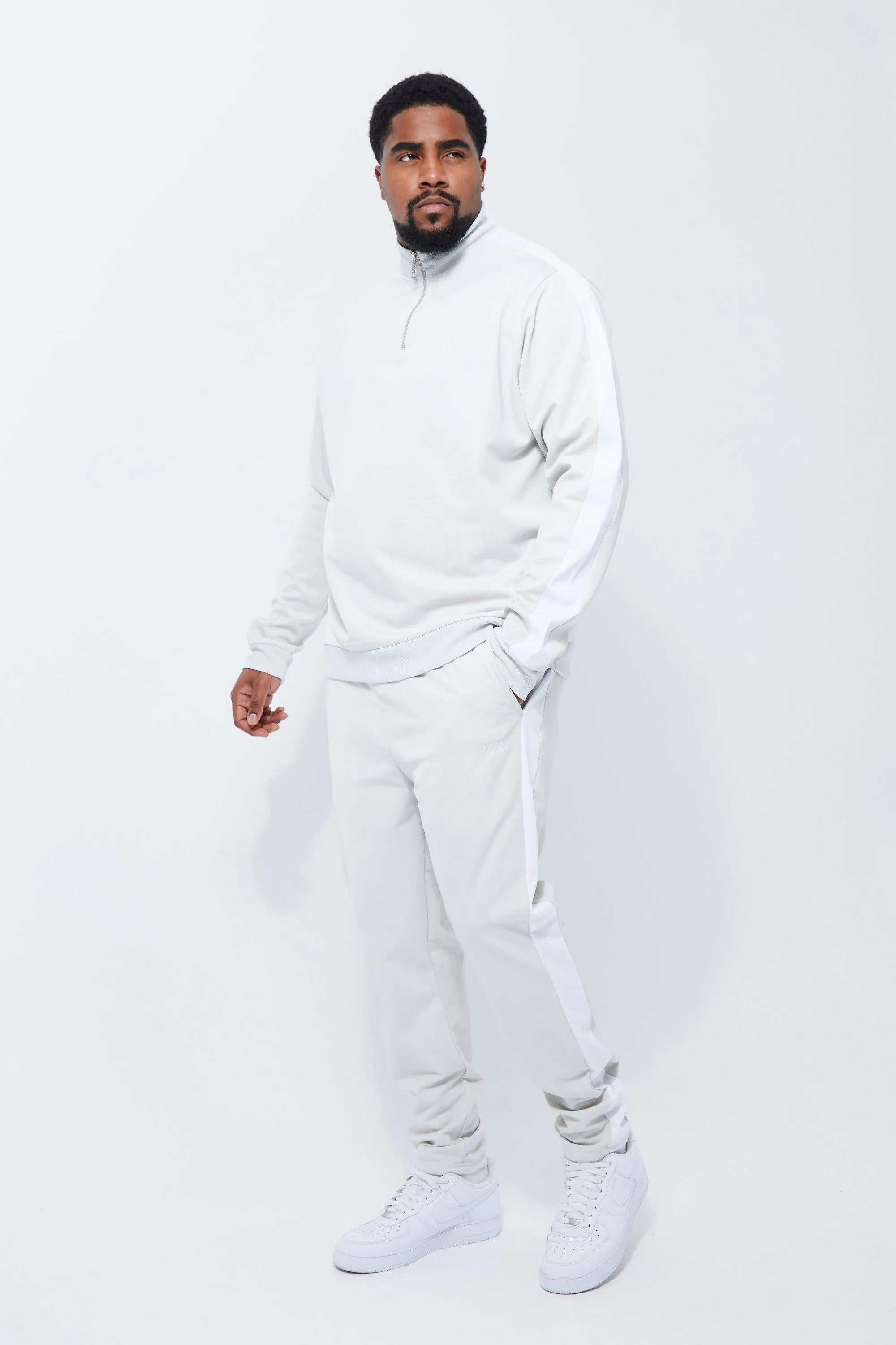 Plus Tricot Funnel Neck Side Panel Tracksuit