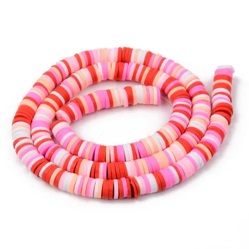 Polymer Clay Beads, Katsuki, Heishi Beads, Round, Red Mix, 6mm