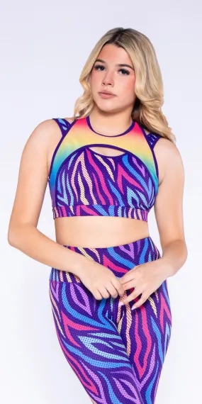 Pop Art Zebra - Hybrid Sports Bra