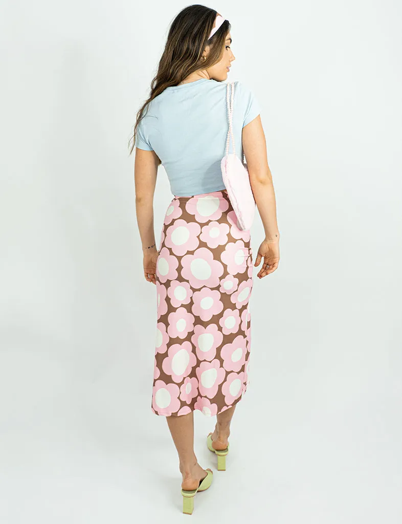 POPPY MIDI SKIRT - BROWN