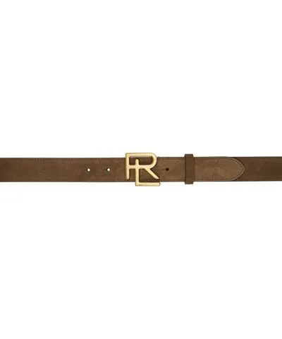 Ralph Lauren Brown RL-Buckle Calf-Suede Belt