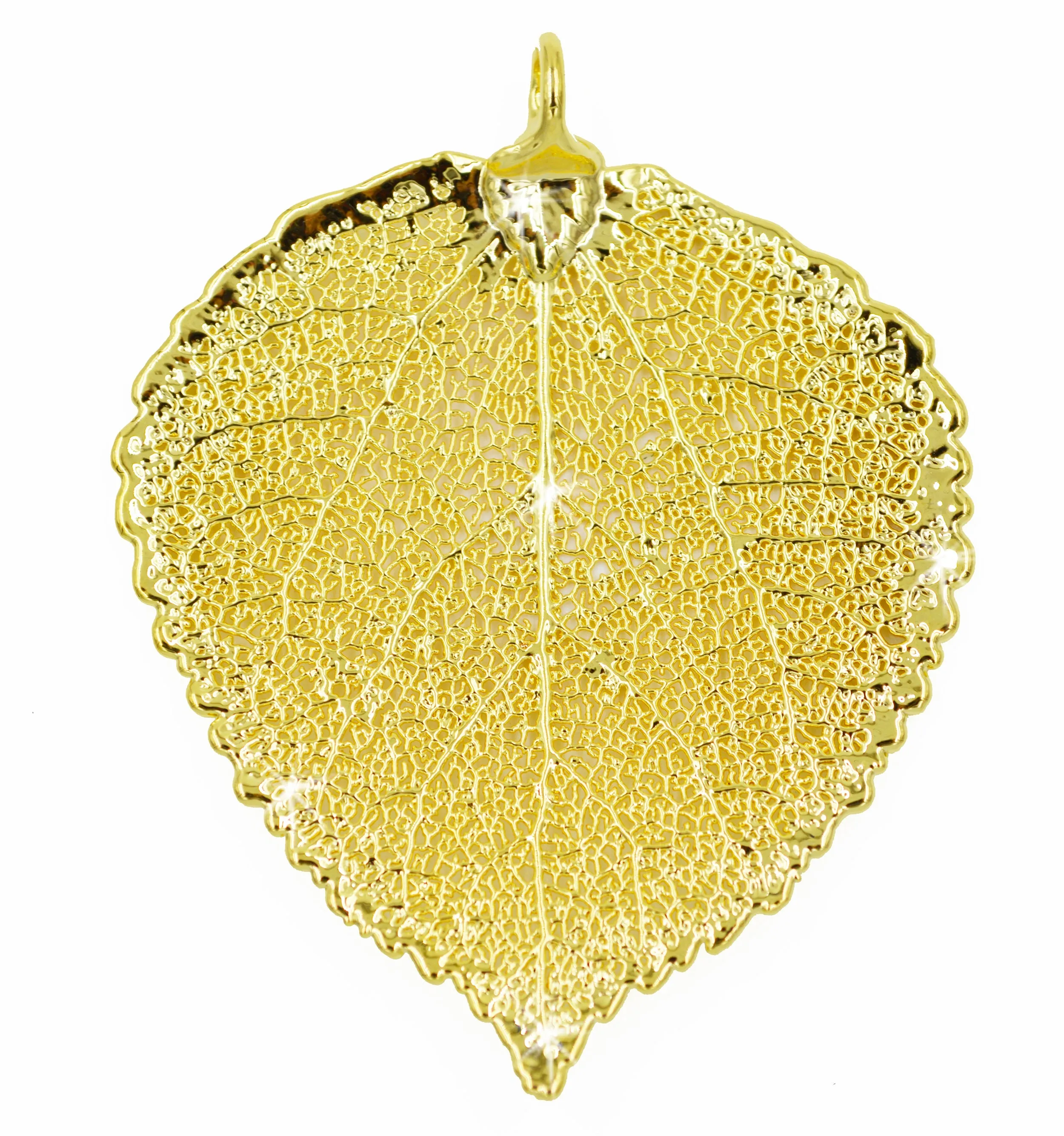 Real Leaf PENDANT ASPEN Dipped in 24K Yellow Gold Genuine Leaf