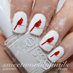 Red Cardinal Nail Art Bird Nail Water Decals Slides