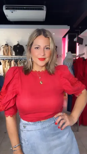 Red Linen Blouse