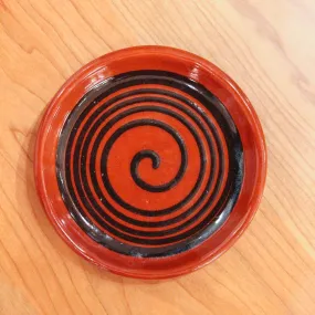 Redware Coaster with Big Black Swirl