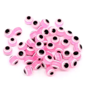 Resin Beads, Evil Eye, Round, Pink, Black, 8mm