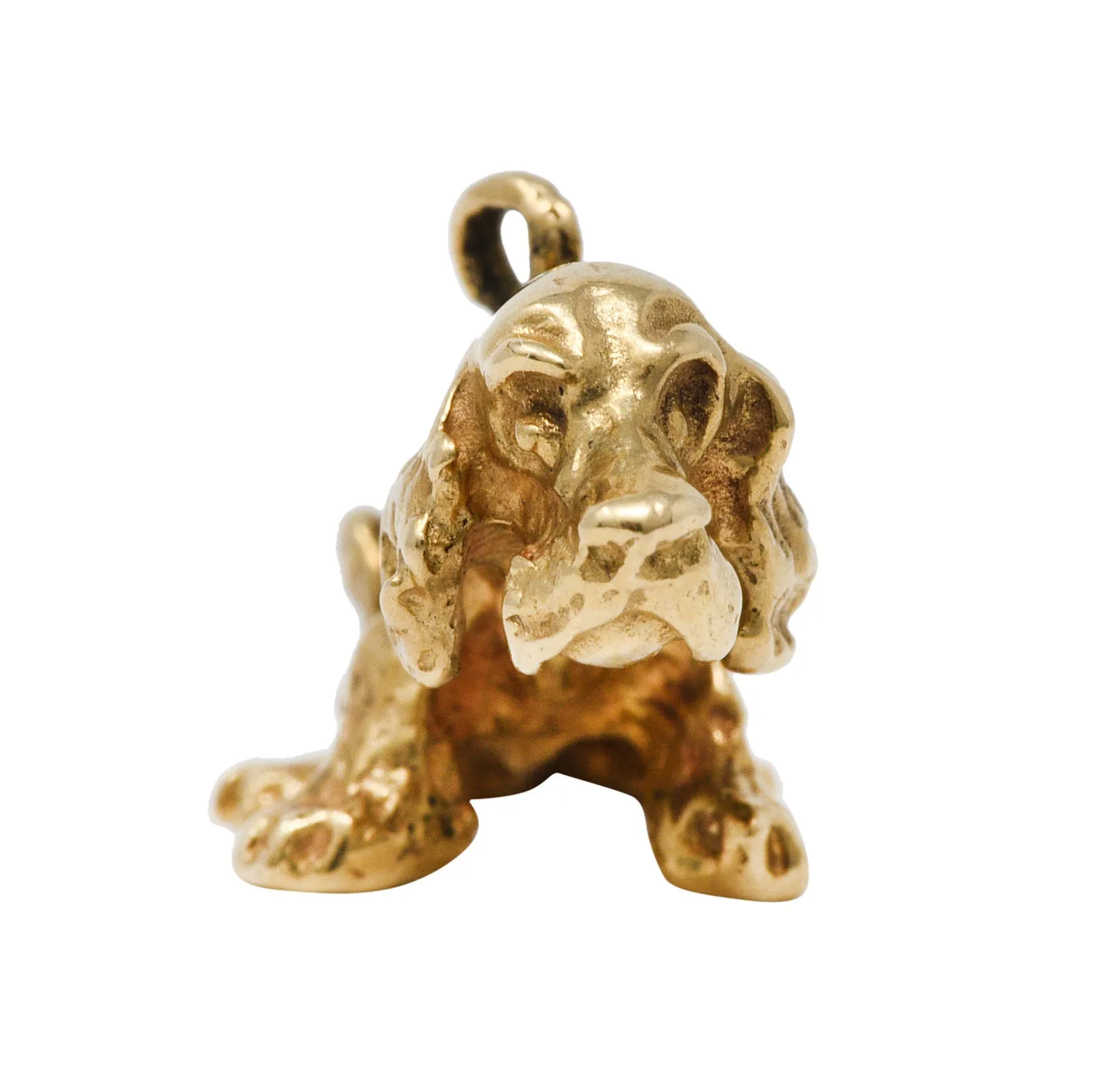 Retro 14 Karat Gold Cocker Spaniel Dog Bobble Head Charm