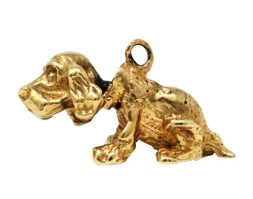 Retro 14 Karat Gold Cocker Spaniel Dog Bobble Head Charm