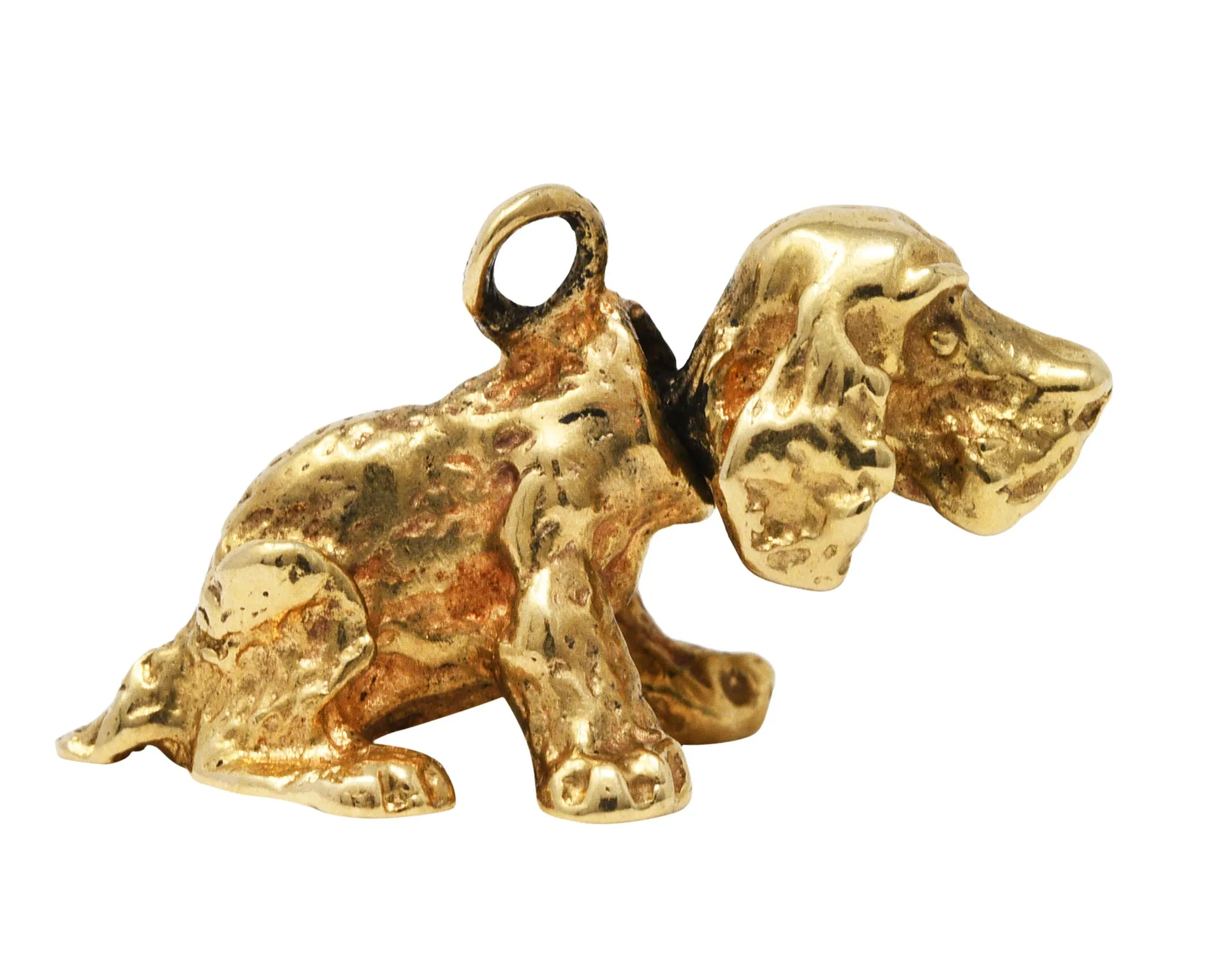 Retro 14 Karat Gold Cocker Spaniel Dog Bobble Head Charm