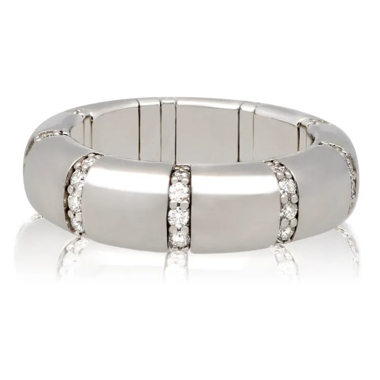 Roberto Demeglio Pura Oro White Gold Ring with Eternity Diamond Bars