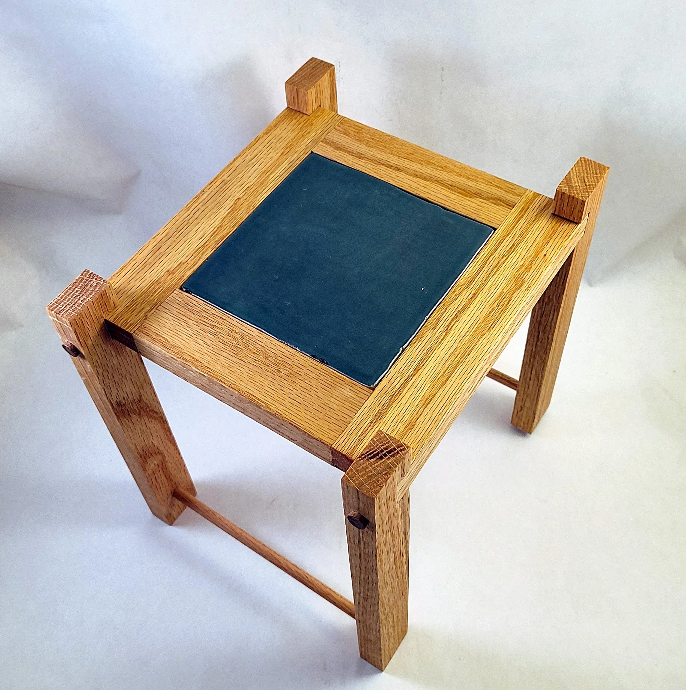 Ron Darmon - Plant Stand - Shoji Inspired (Oak & Green Tile)