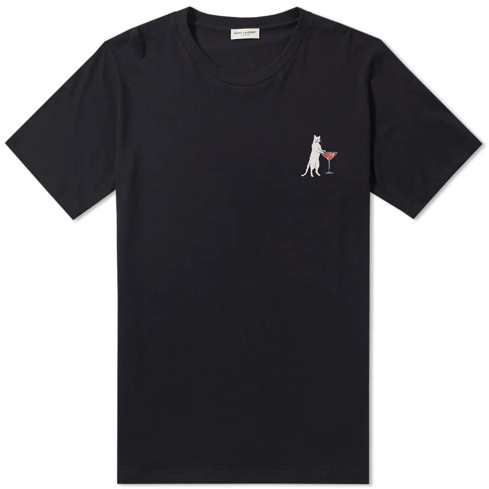 Saint Laurent Cocktail Cat TeeBlack & Red