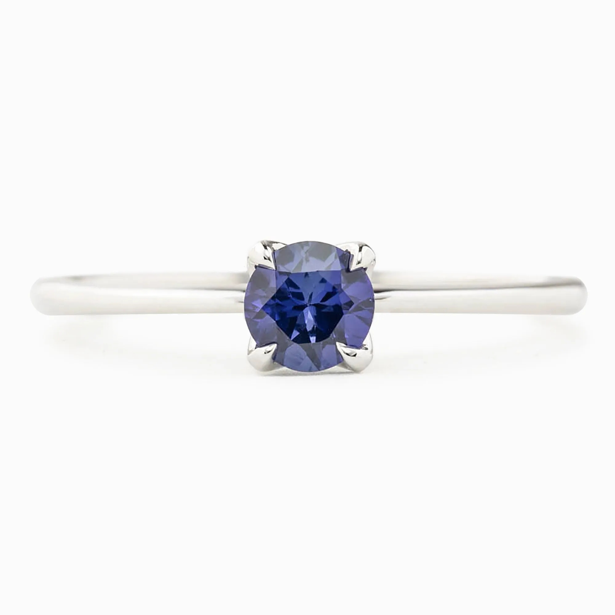 Sara Ring 4.5mm 0.45ct Blue Umba Sapphire 14K White Gold (One of a kind)