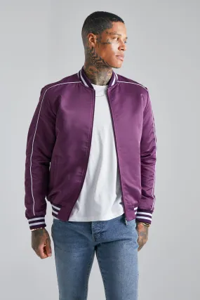 Satin Bomber With Contrast Piping