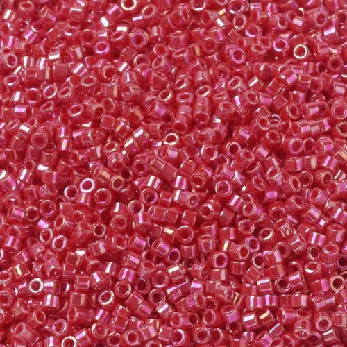 Seed Beads, MIYUKI Delica, Cylinder, Japanese Seed Beads, 11/0, (DB0159), Opaque Vermilion Red AB