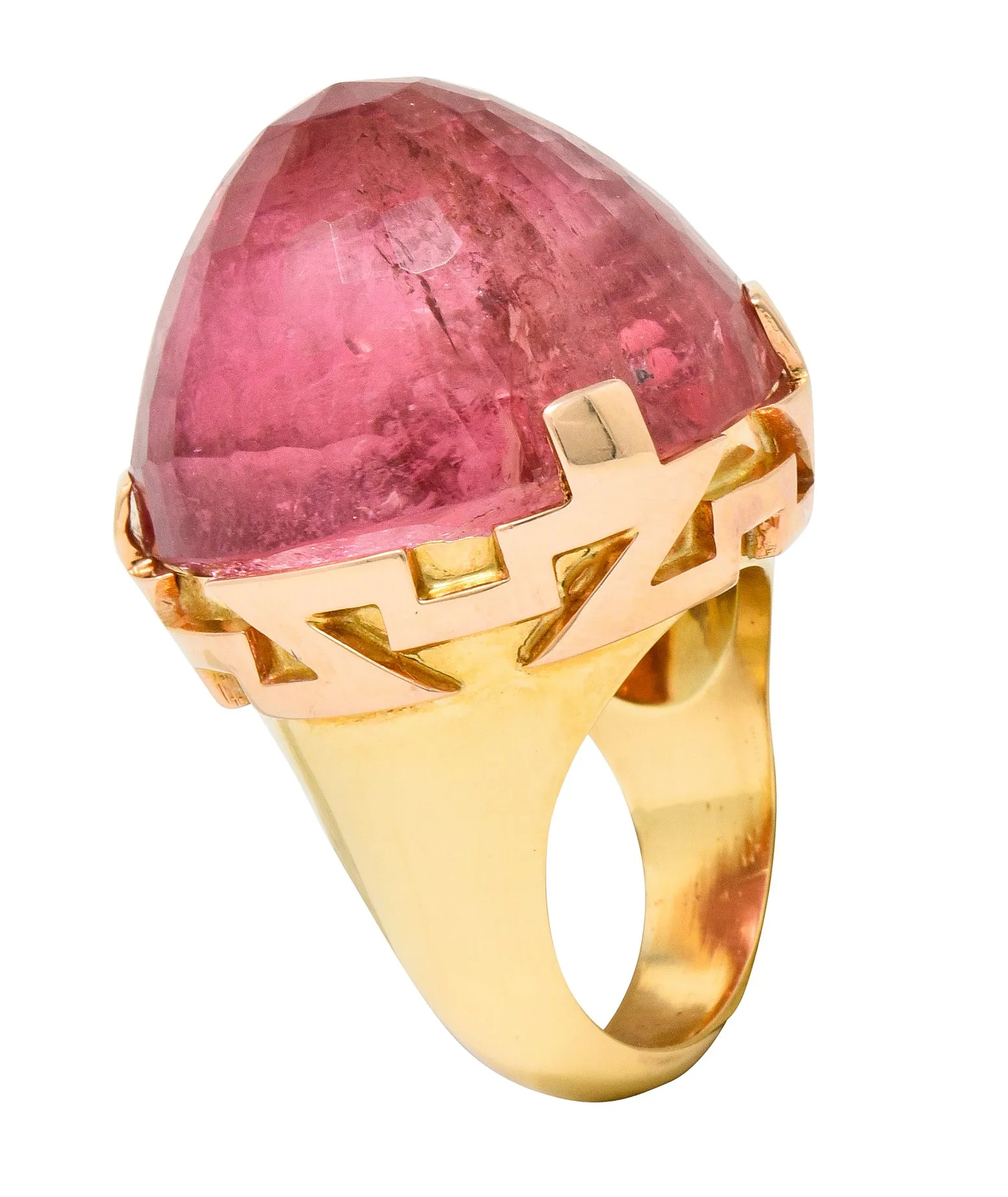 SeidenGang Vintage Pink Tourmaline 14 Karat Gold Cocktail Ring