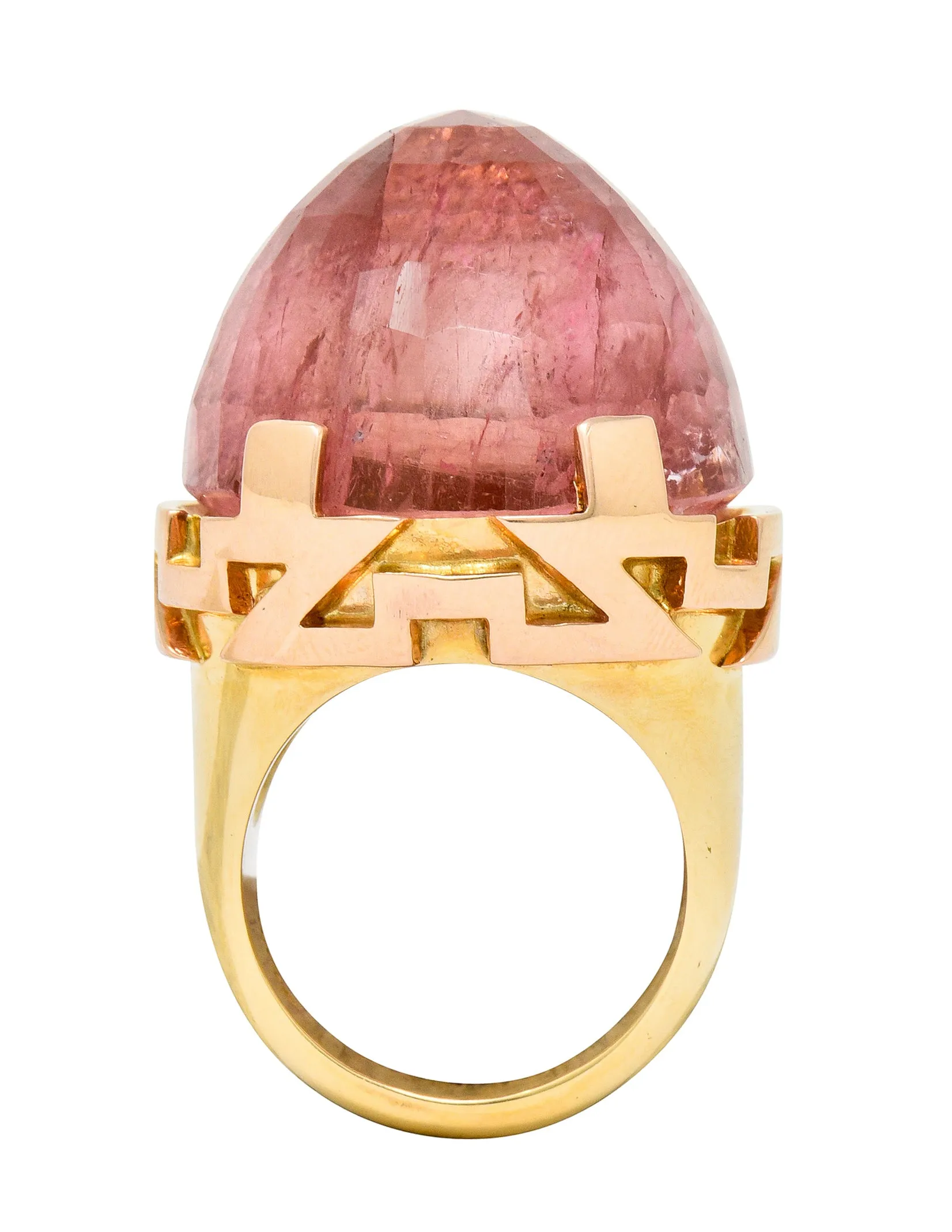 SeidenGang Vintage Pink Tourmaline 14 Karat Gold Cocktail Ring