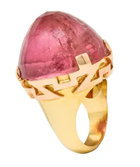 SeidenGang Vintage Pink Tourmaline 14 Karat Gold Cocktail Ring