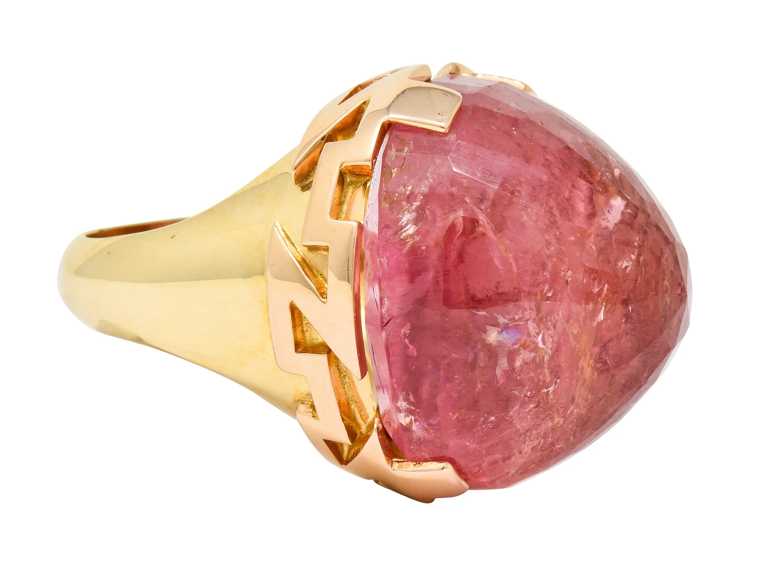 SeidenGang Vintage Pink Tourmaline 14 Karat Gold Cocktail Ring