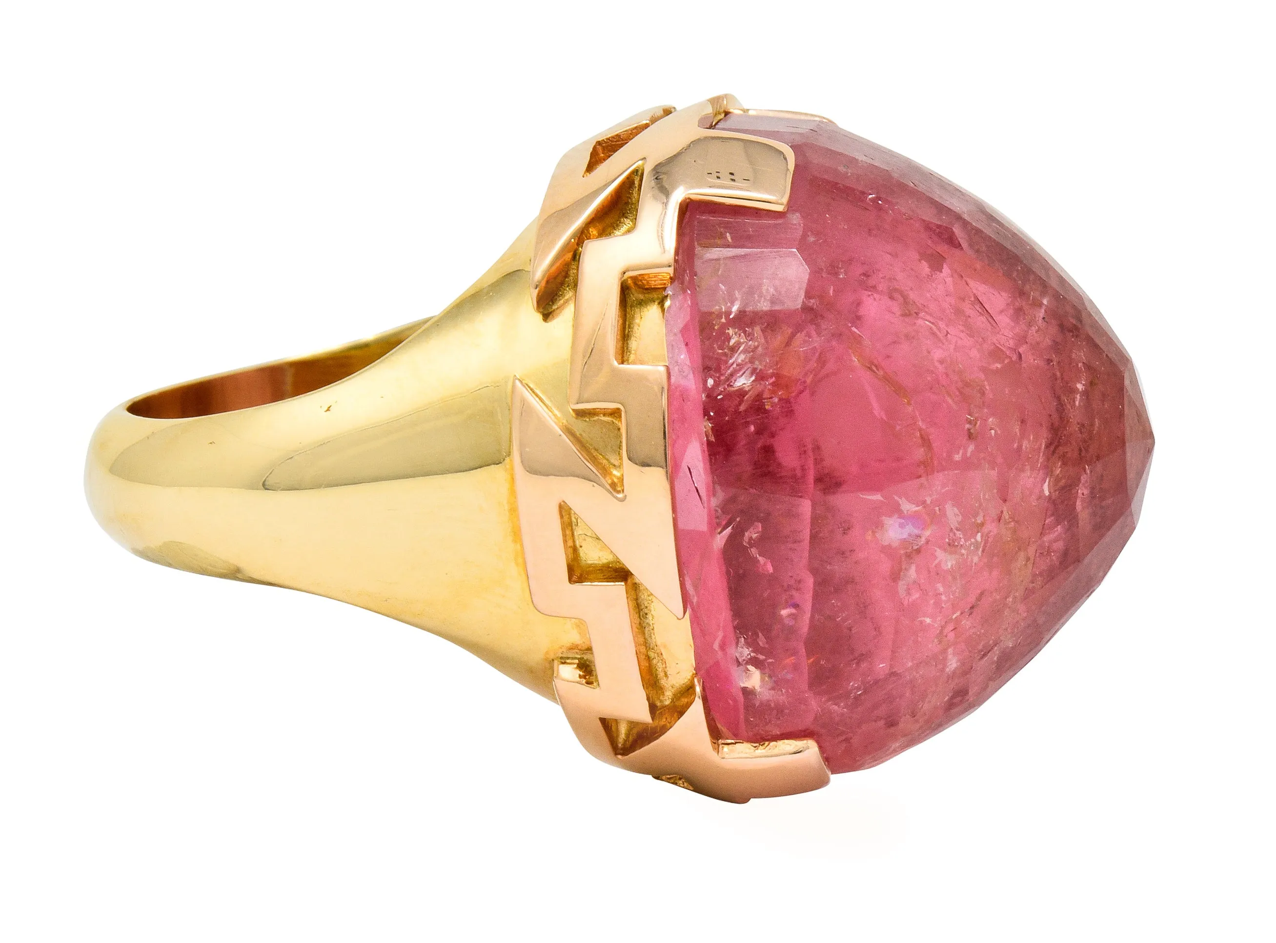 SeidenGang Vintage Pink Tourmaline 14 Karat Gold Cocktail Ring