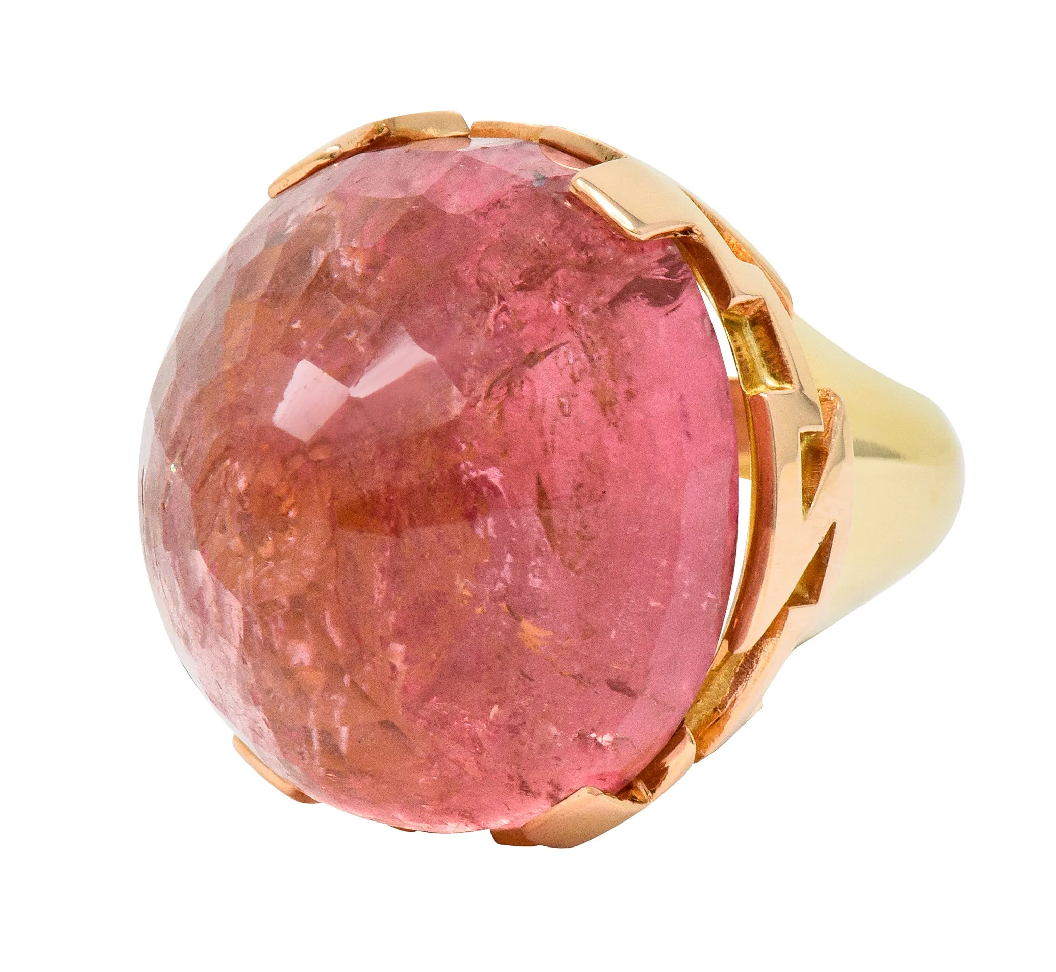 SeidenGang Vintage Pink Tourmaline 14 Karat Gold Cocktail Ring