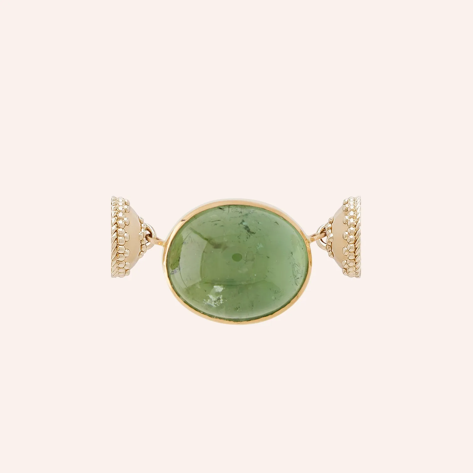 Small Green Tourmaline Oval Cabochon Centerpiece