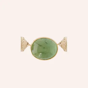 Small Green Tourmaline Oval Cabochon Centerpiece