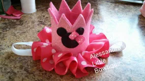 Small pink Minnie mouse crown