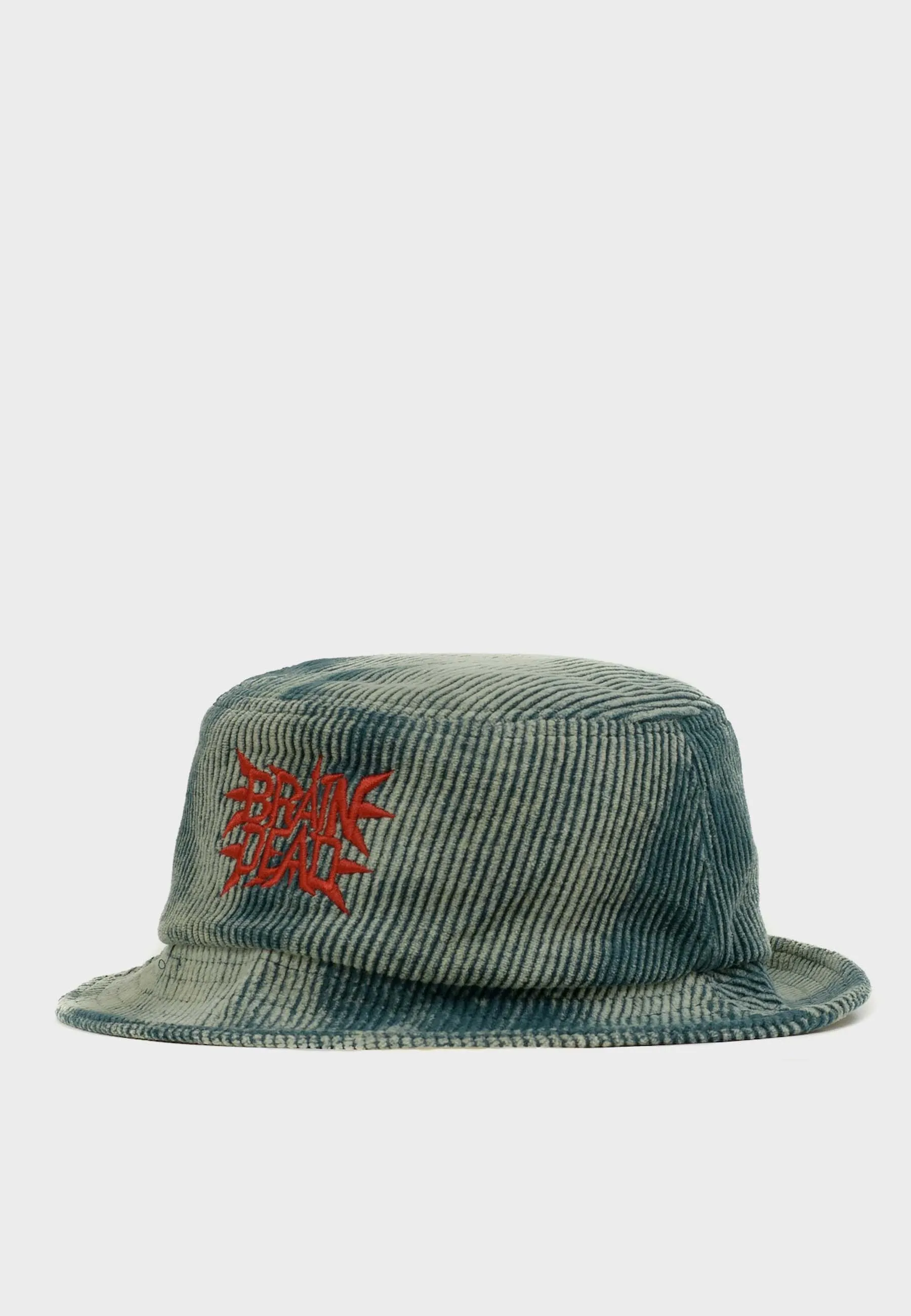 Spikey Bleached Cord Bucket Hat - mallad green