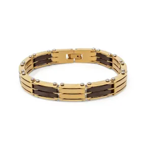 Stainless Steel Ion Plated Gold and Black Bracelet