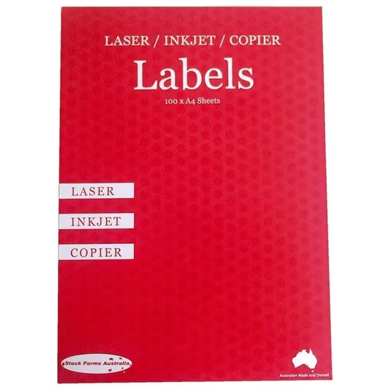 Stock Forms 2UP Inkjet Laser Labels A4 Fluoro Green 100 Sheets