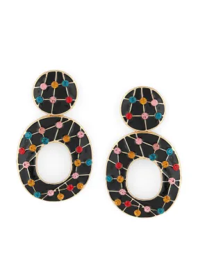 Stone Embelished Black Earrings