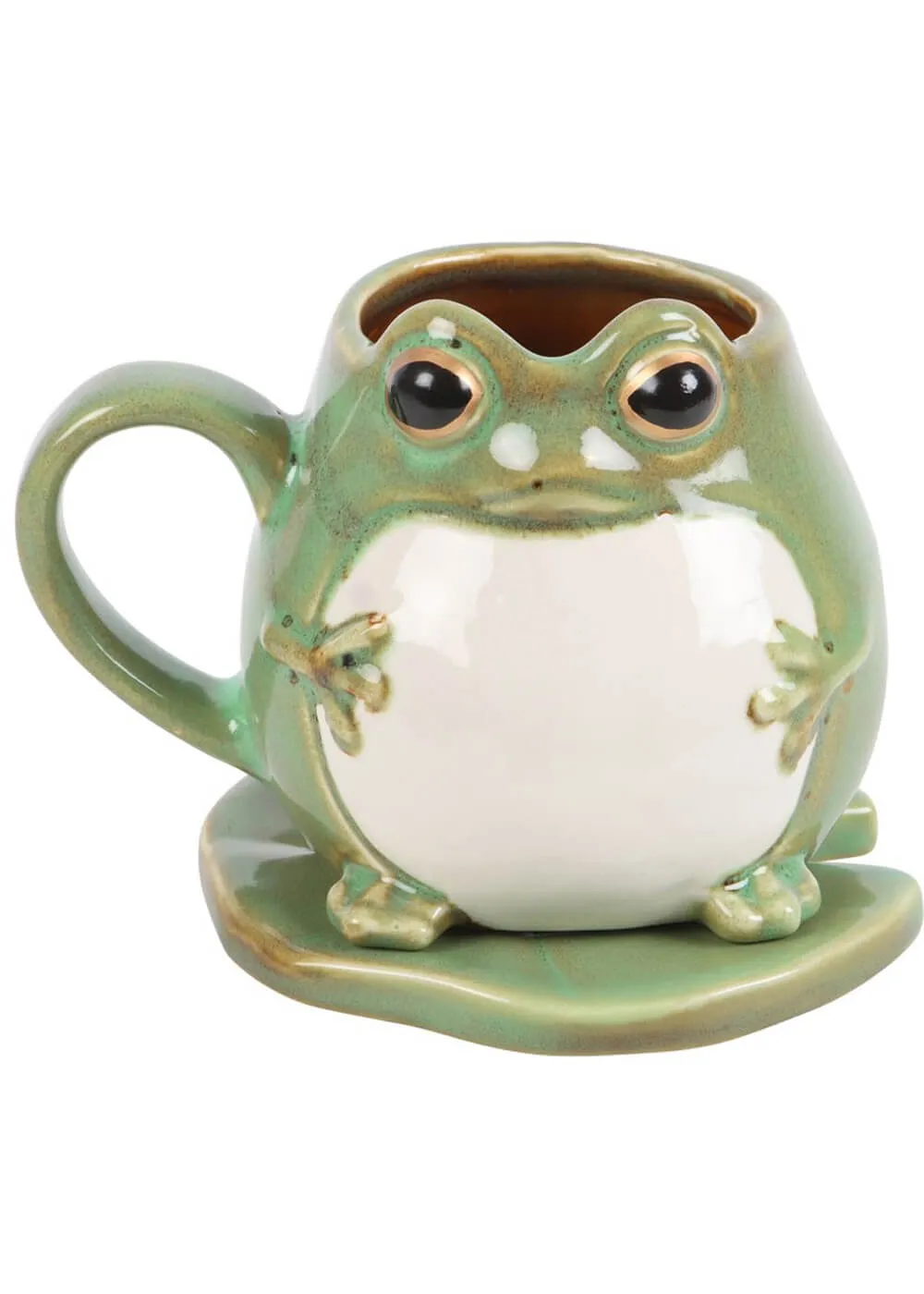 Succubus Home Frog Lily Pad Beker Mug With Saucer Green