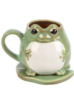 Succubus Home Frog Lily Pad Beker Mug With Saucer Green