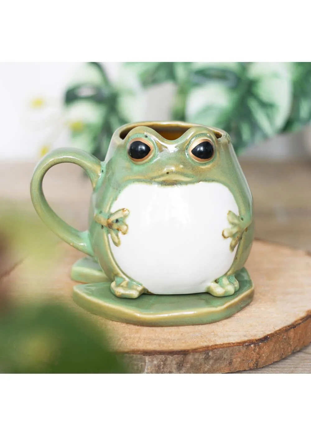 Succubus Home Frog Lily Pad Beker Mug With Saucer Green