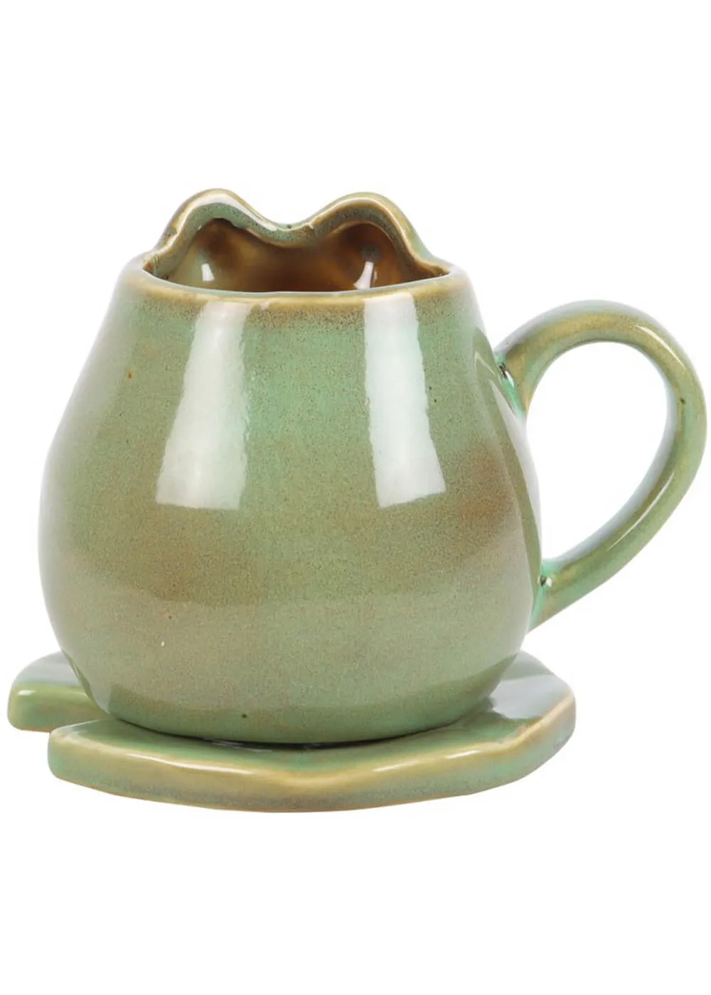 Succubus Home Frog Lily Pad Beker Mug With Saucer Green