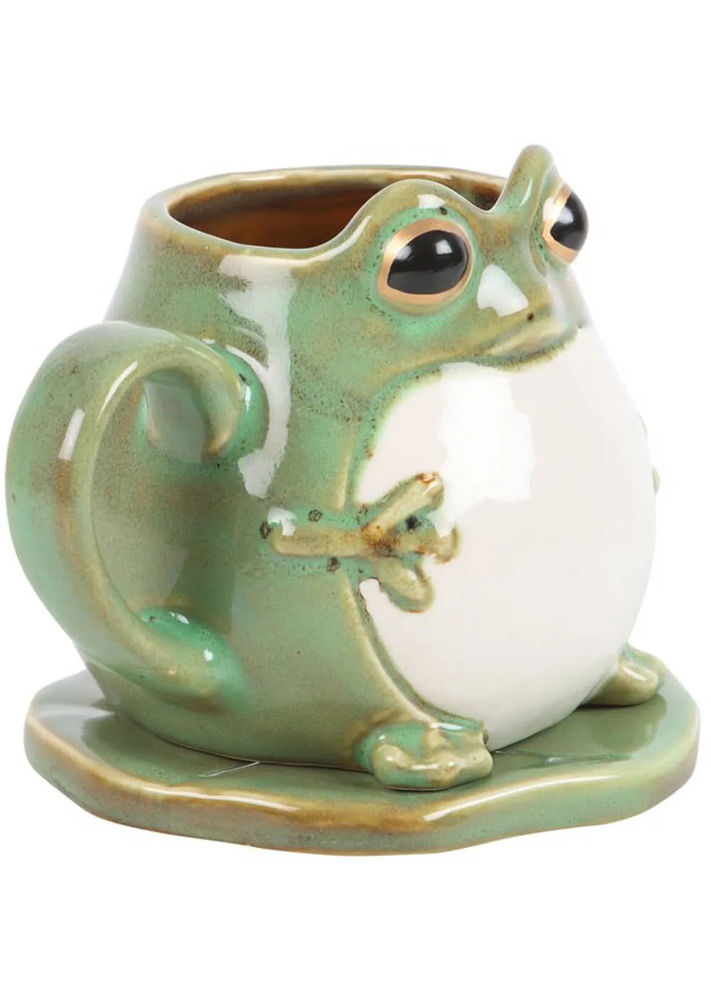 Succubus Home Frog Lily Pad Beker Mug With Saucer Green