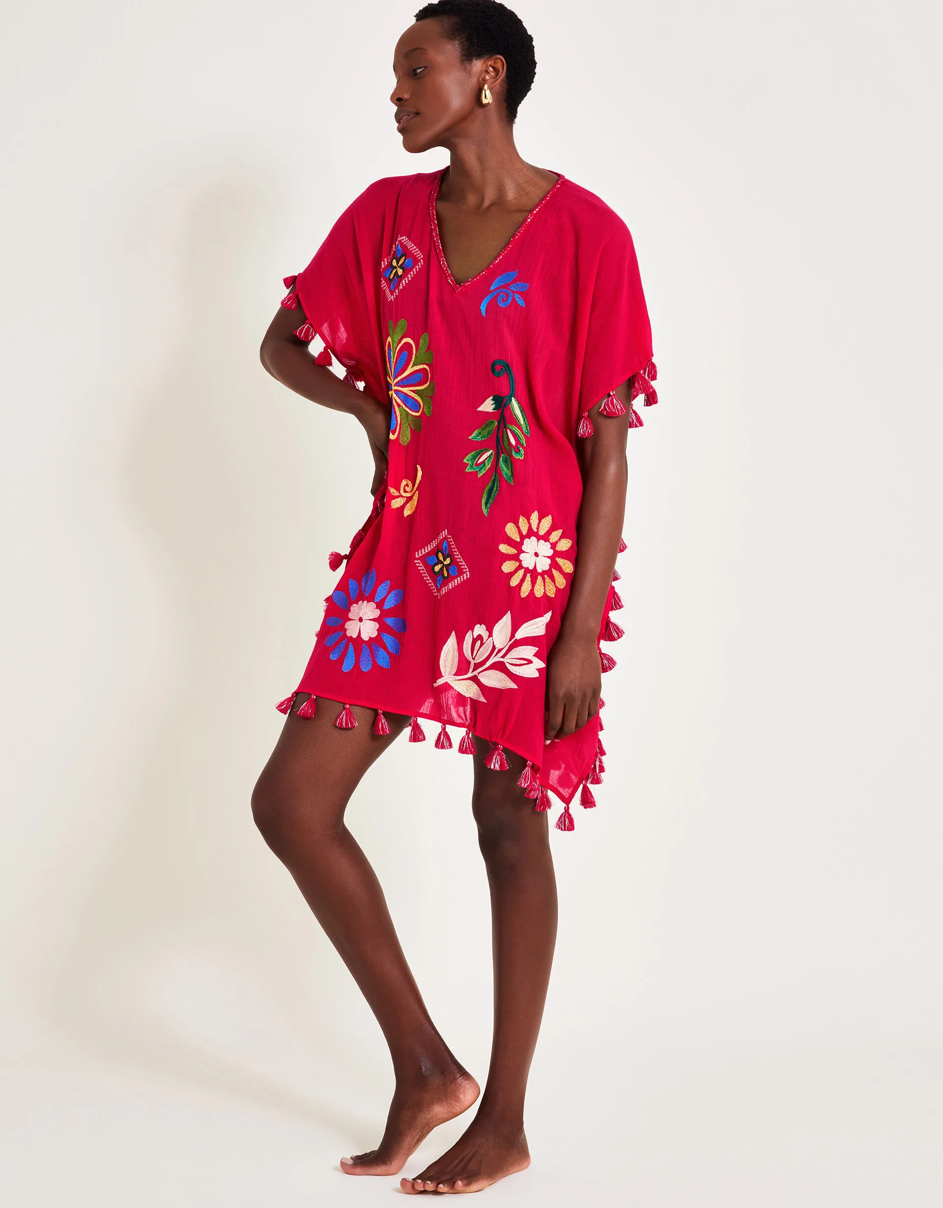 Suki Embroidered Kaftan Pink