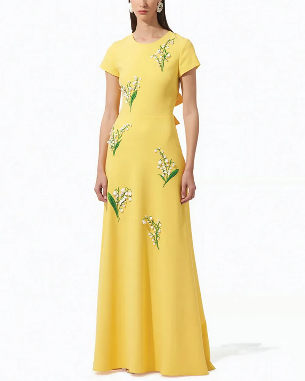 Sunshine Lily Valley Embellished Short Sleeve Gown