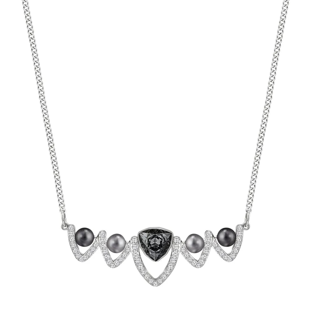 Swarovski FANTASTIC Necklace, Grey Crystal & Pearls -5230612