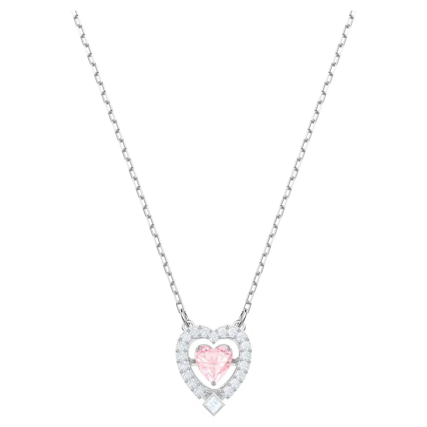 Swarovski Sparkling Dance necklace Heart, Pink, Rhodium plated -5465284