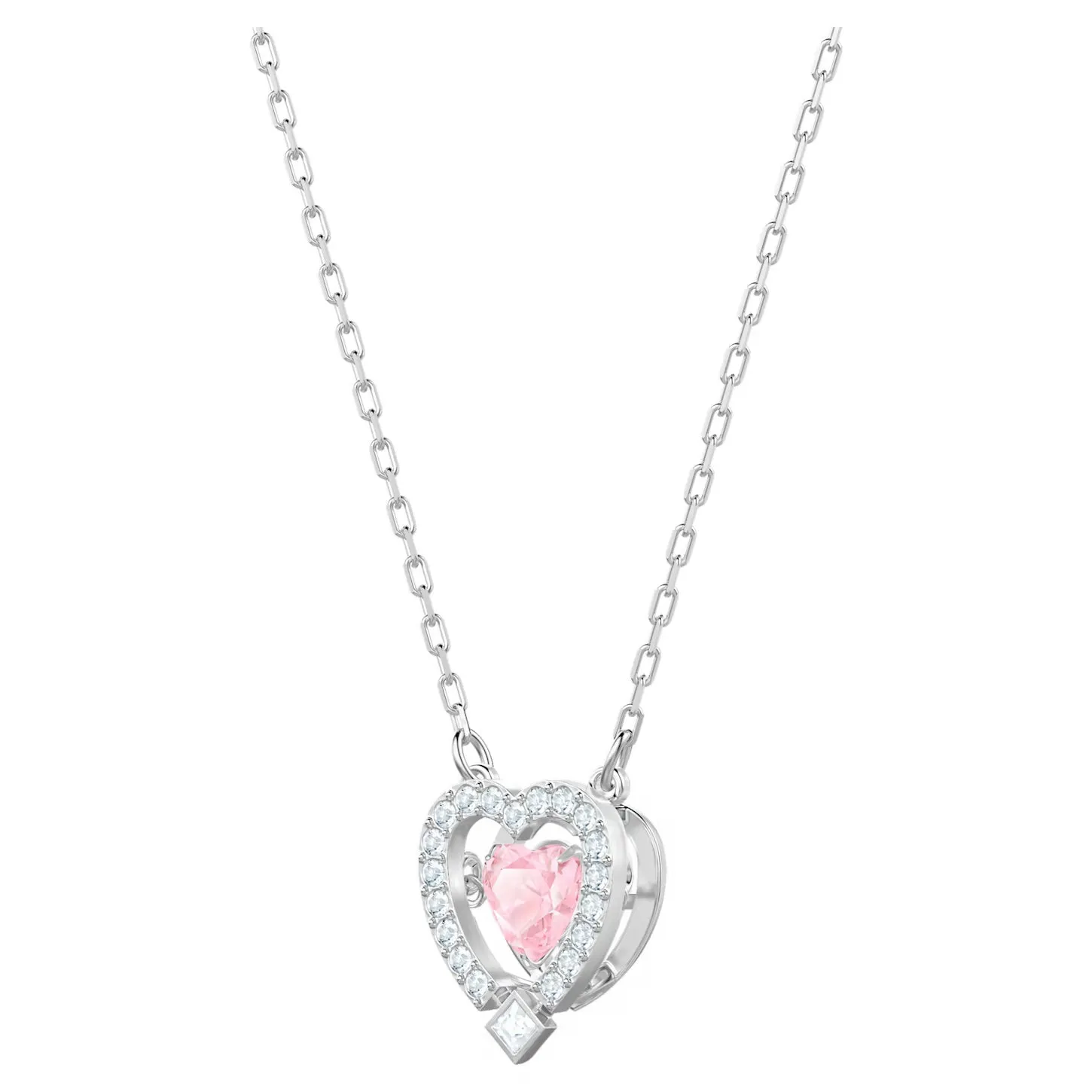 Swarovski Sparkling Dance necklace Heart, Pink, Rhodium plated -5465284