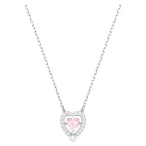 Swarovski Sparkling Dance necklace Heart, Pink, Rhodium plated -5465284