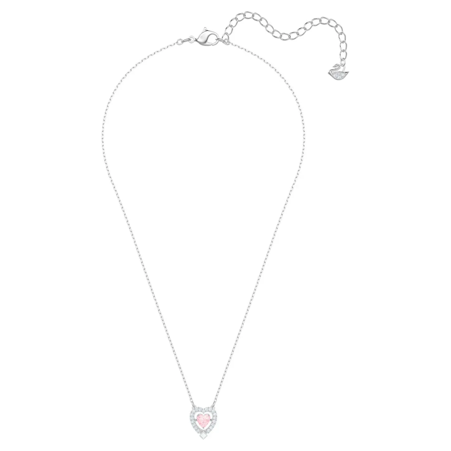 Swarovski Sparkling Dance necklace Heart, Pink, Rhodium plated -5465284