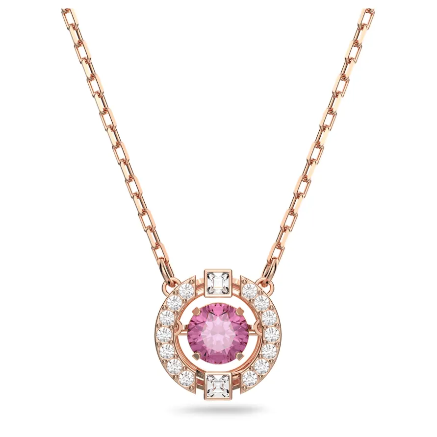 Swarovski Sparkling Dance necklace Round cut, Red, Rose gold-tone plated 