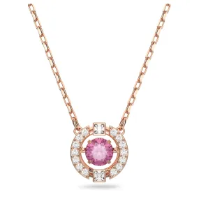 Swarovski Sparkling Dance necklace Round cut, Red, Rose gold-tone plated 