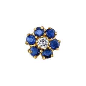 Teddy Flower Stud - Blue Sapphire / 14k Yellow Gold