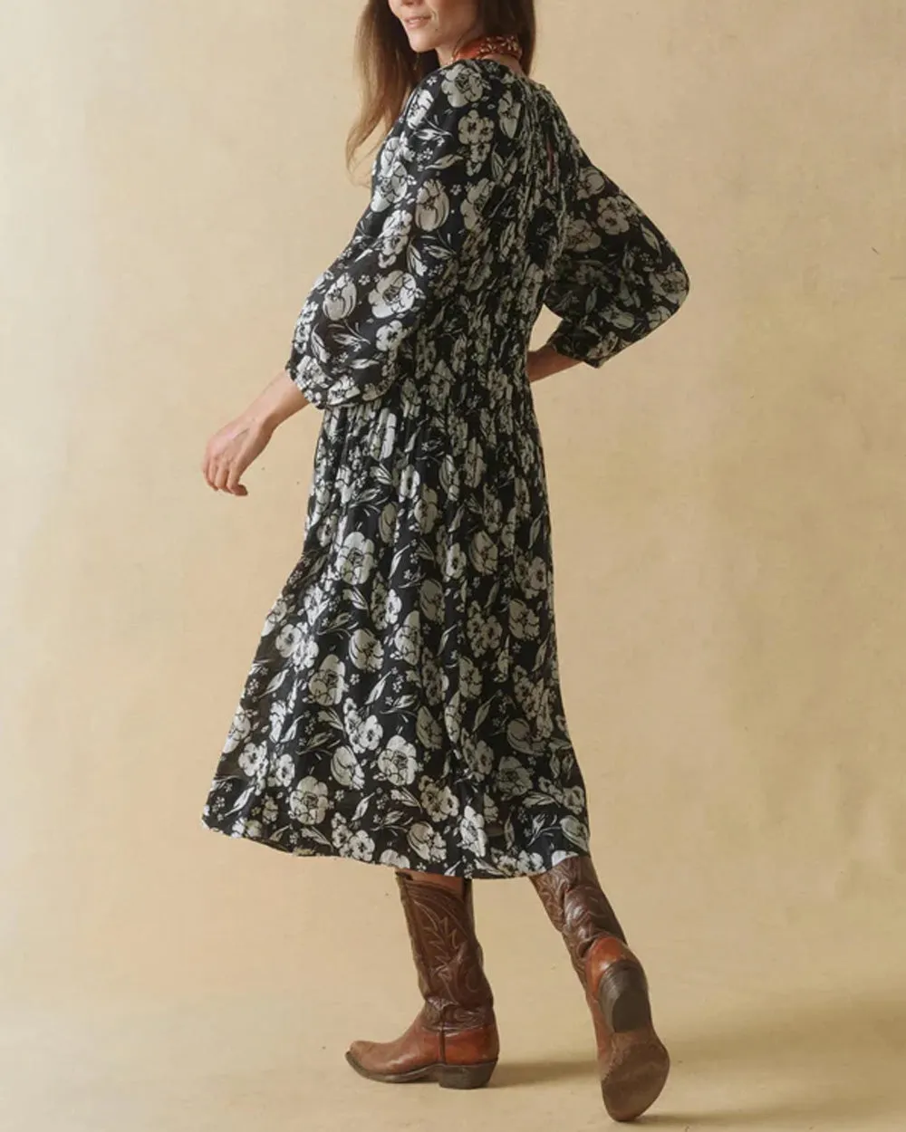 The Cobblestone Dress in Navy Floral